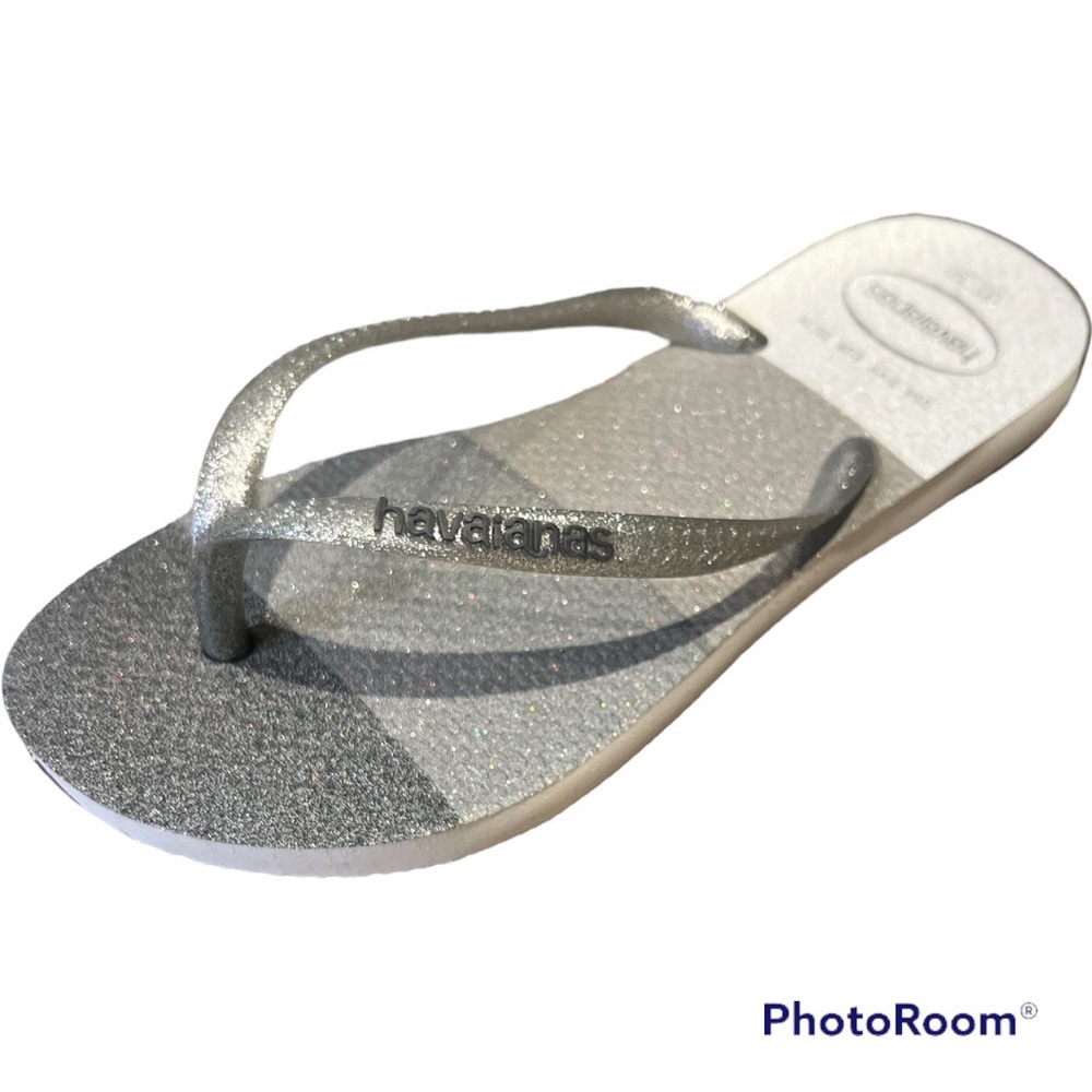 Havaianas Slim palette glow flip flops summer beach pool glittery 3/4Y 33-34 New